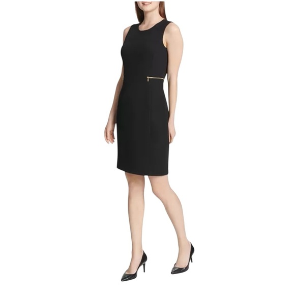 Calvin Klein Dresses & Skirts - Calvin Klein Black Zipper Embellished Sleeveless Sheath Women Size 2 Knee Length